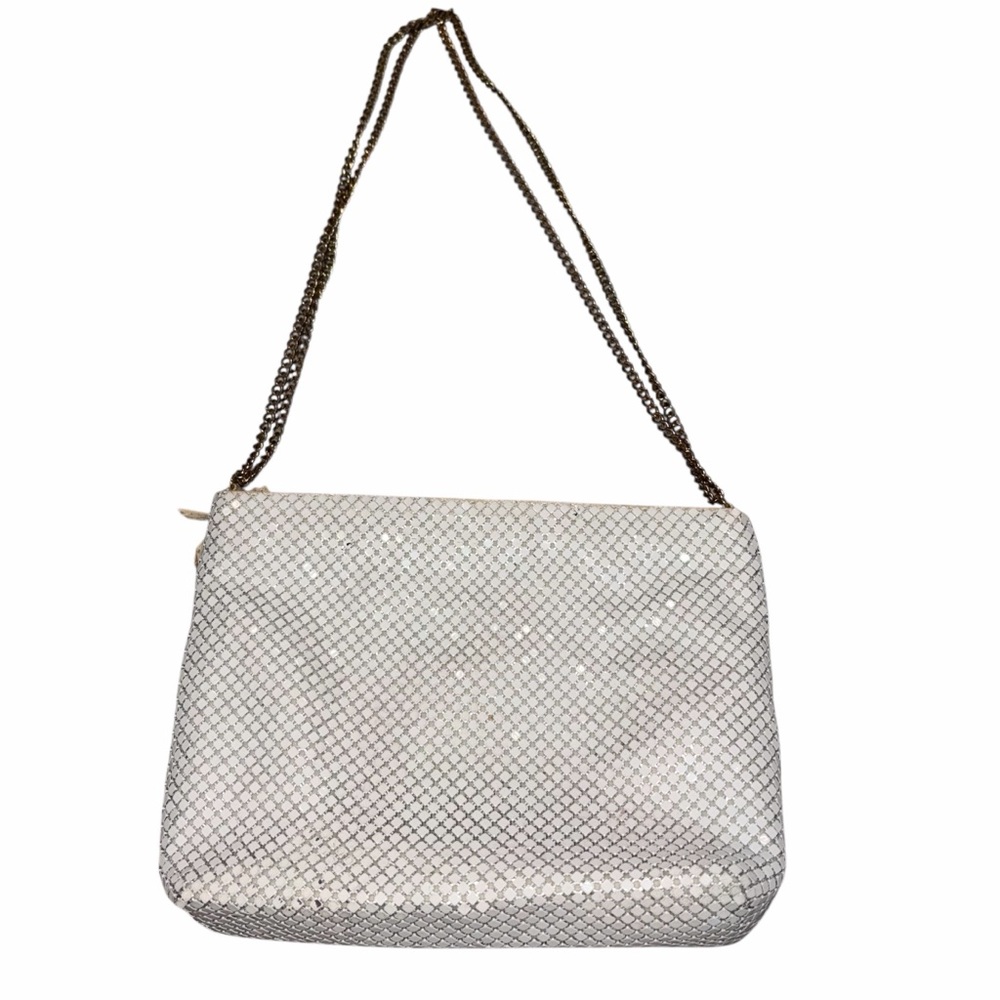 Vintage Whiting & Davis White Metal Mesh Shoulder Bag Purse